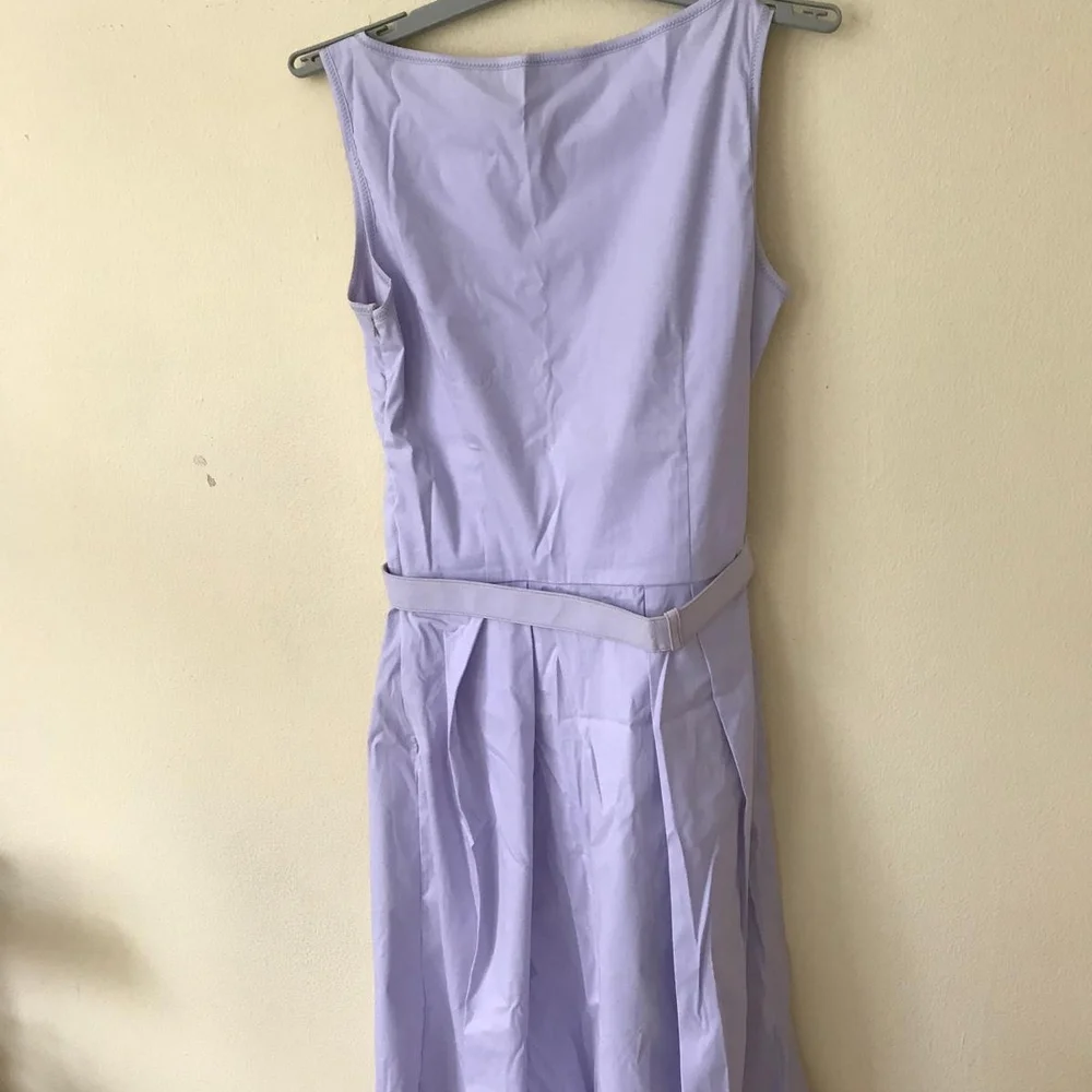 Prada Light Lavender Belted Midi Dress 2 - Picture 4 of 6